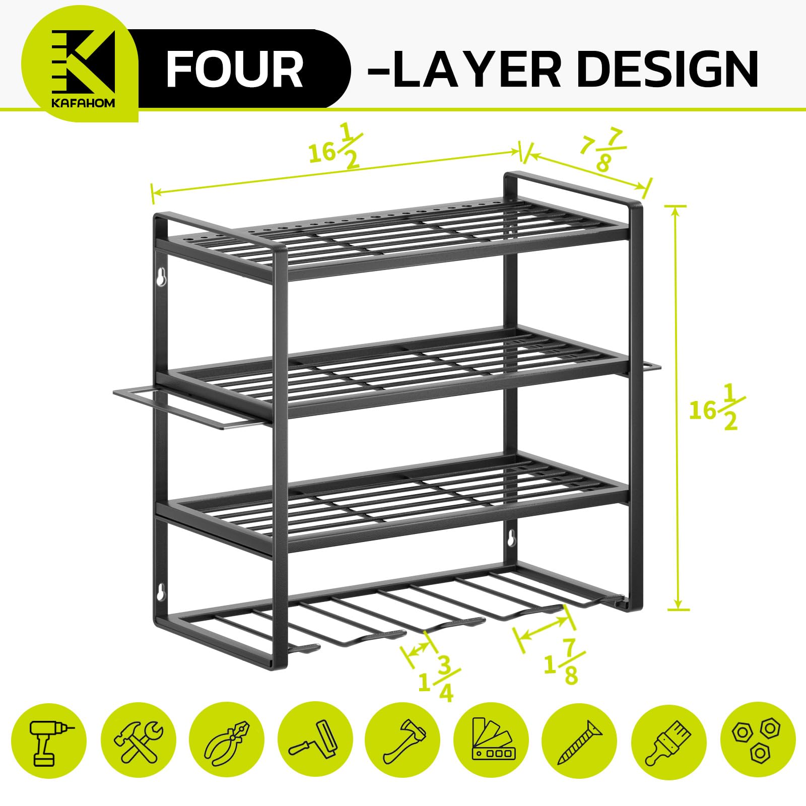 KAFAHOM heavy-duty steel frame supports busy garage storage