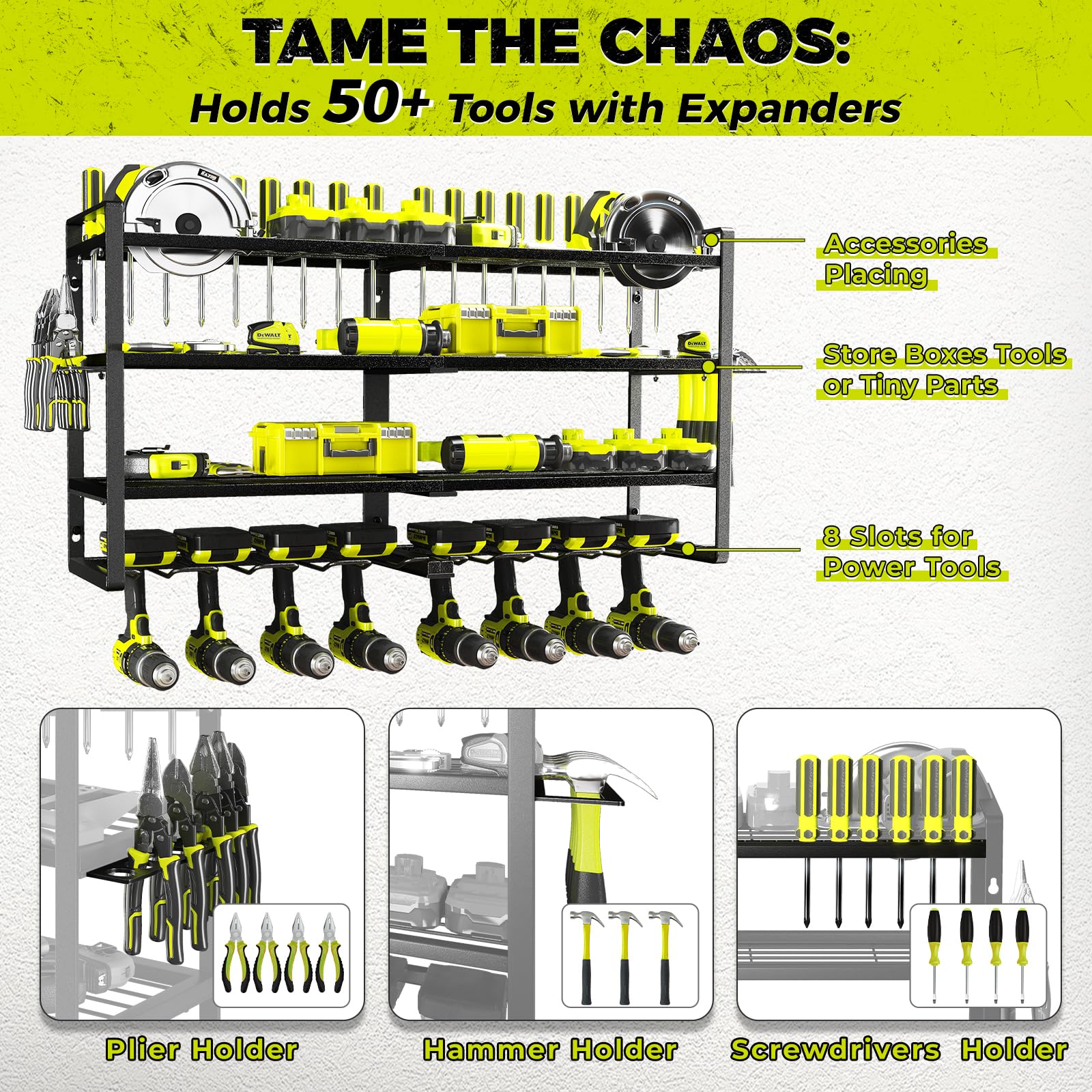 KAFAHOM bottom layer holds drills securely for quick access
