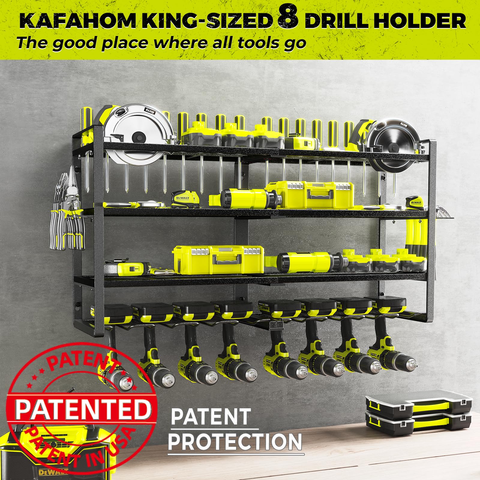 KAFAHOM hammer and plier holders keep bulky items neatly stowed
