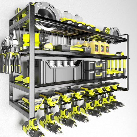 KAFAHOM power tool organizer wall mount front view showing compact space-saving design