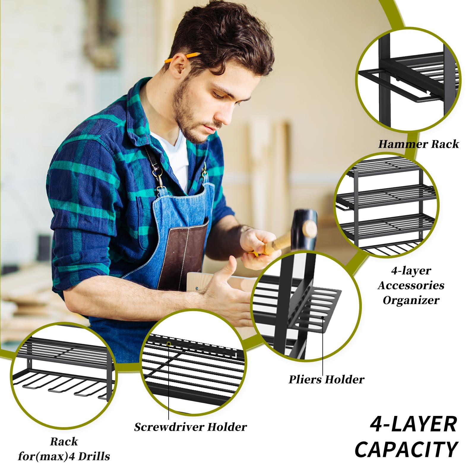 KAFAHOM screwdriver storage capacity accommodates many bits and screwdrivers