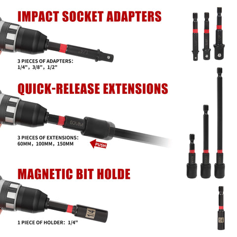 KAFUWELL quick-release extensions offering extended reach for tight areas