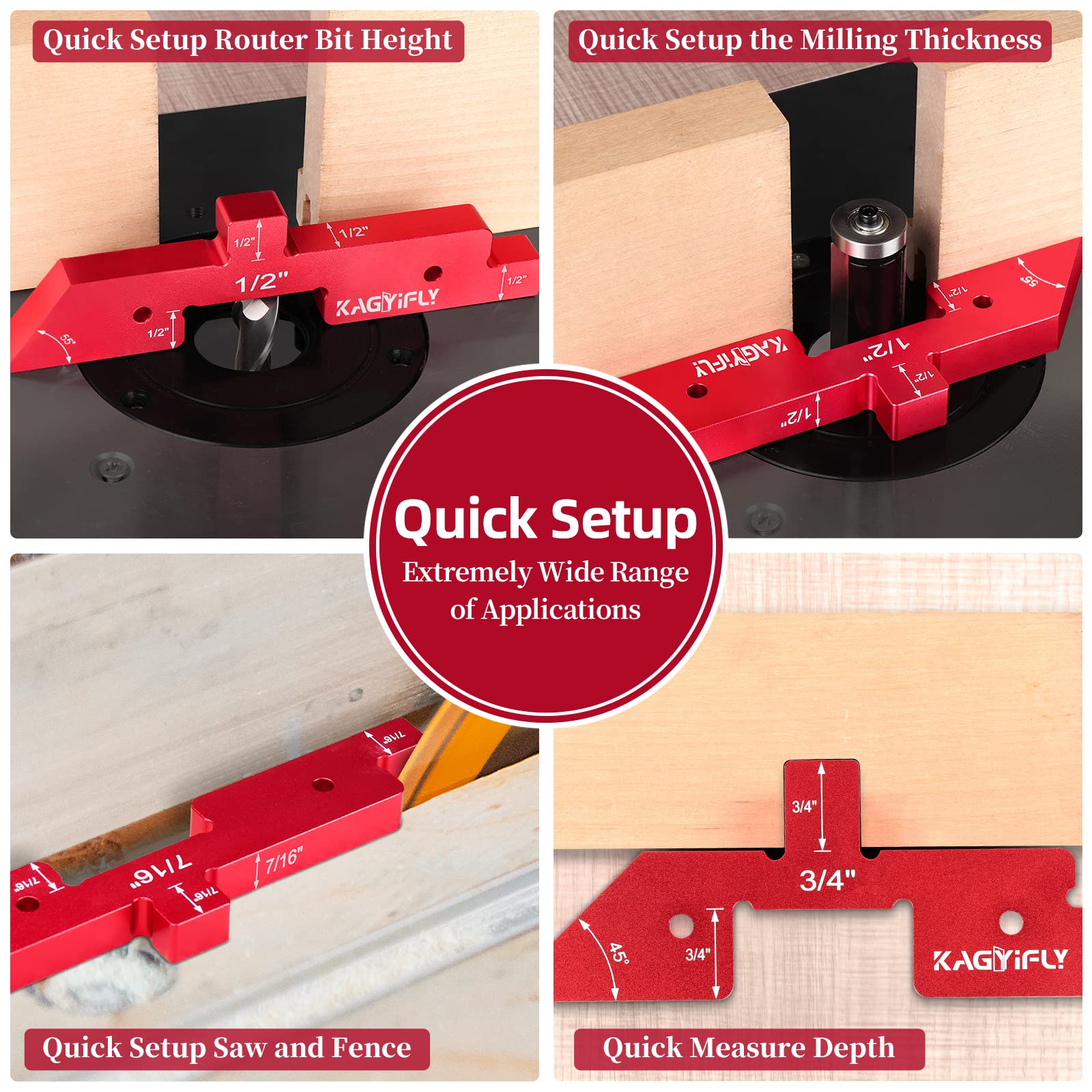 KAGYIFLY aluminum gauge blocks closeup enabling precise height and depth setups