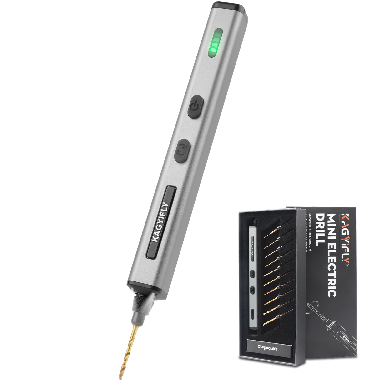 KAGYIFLY cordless mini drill pen with 10 bits for precise jewelry making