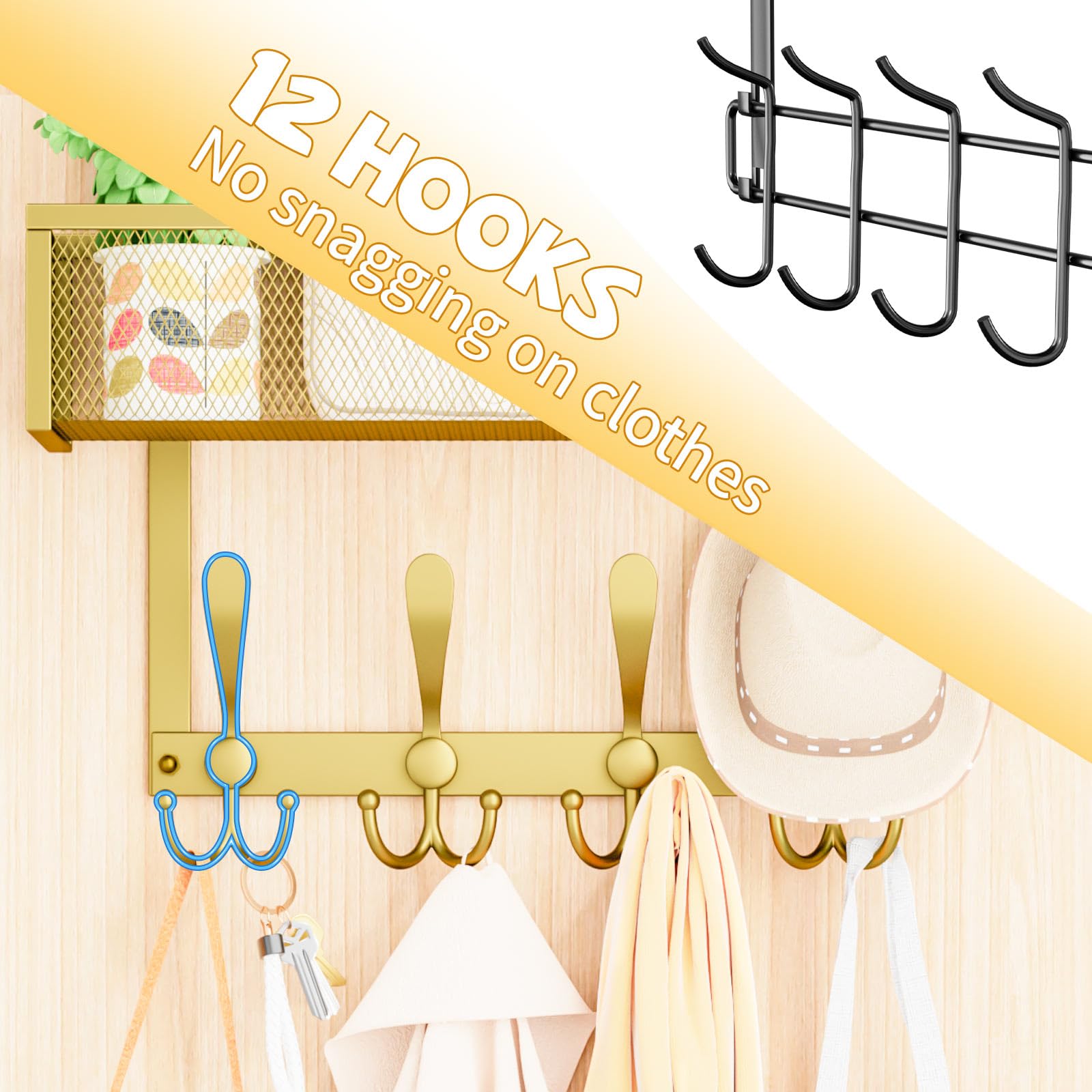 Kaiferty 12-hook organizer with high-density mesh keeps small items in place