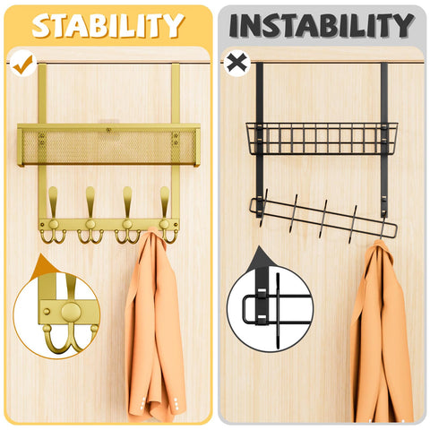 Kaiferty back-of-door storage mesh basket in gold adds spacious towel and accessory storage