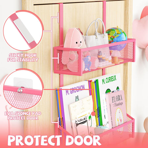 Kaiferty pink over-the-door hooks fit most doors and protect surfaces with padding.