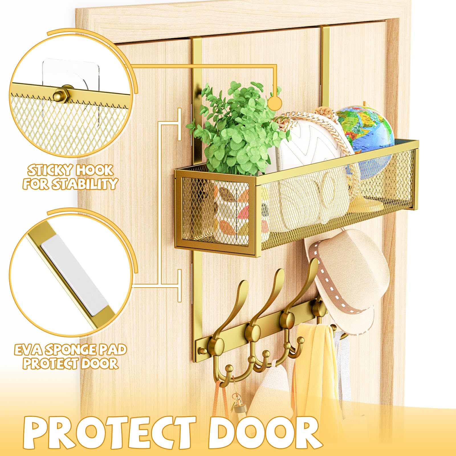 Kaiferty towel rack over door gold offers accessible hanging space in bathrooms