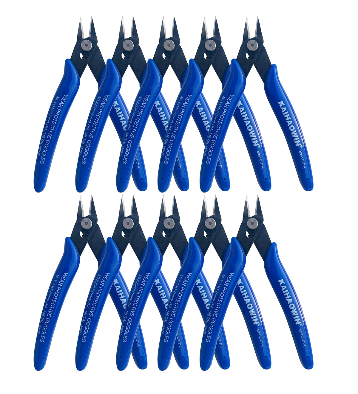 KAIHAOWIN 170 wire cutters close-up with ultra sharp blades for precise electronic cuts.