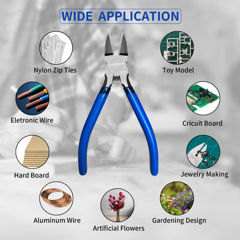 KAIHAOWIN 6inch wire cutters cutting edge closeup for clean flush cuts.