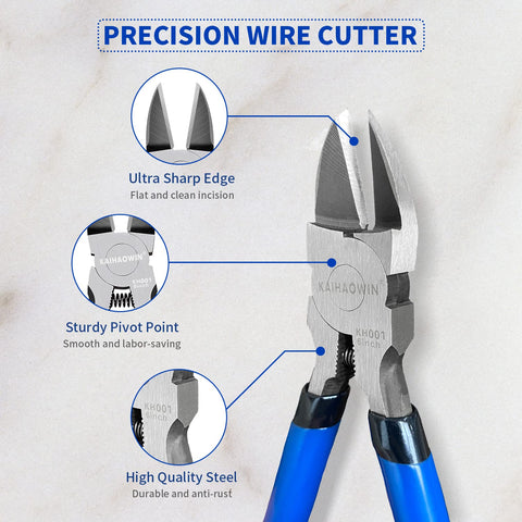 KAIHAOWIN 6inch wire cutters with plastic-coated handles for comfortable daily use.