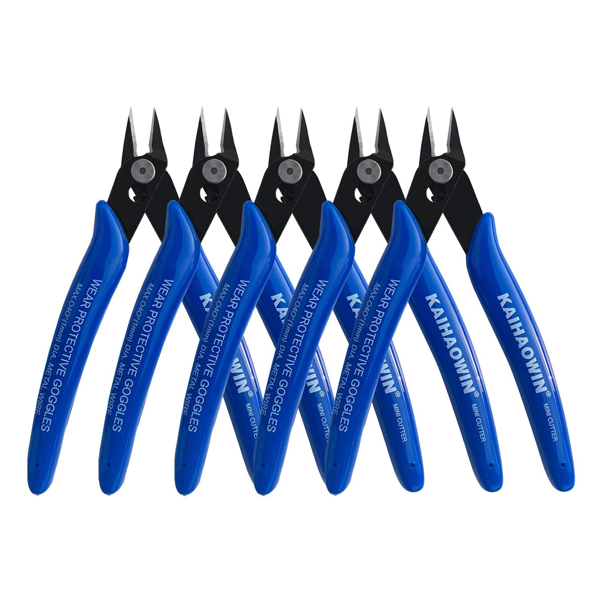 KAIHAOWIN Micro Wire Cutters in blue for precise electronics and crafts.