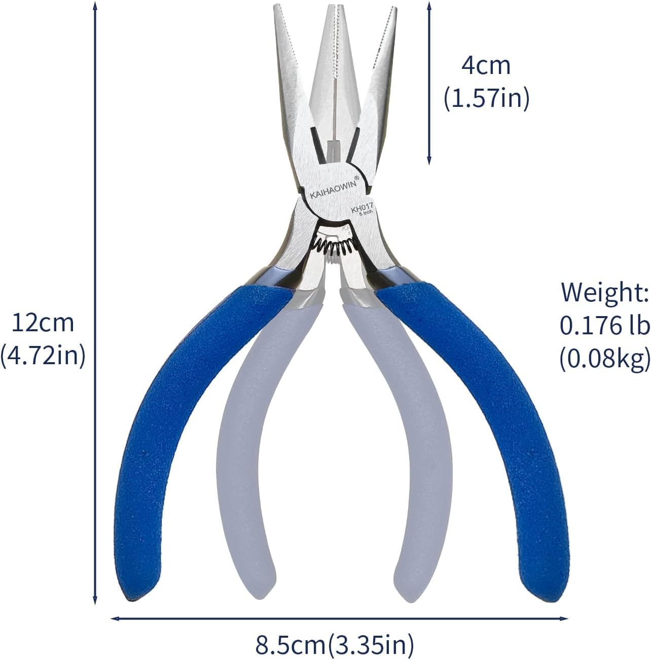 KAIHAOWIN needle nose pliers with sharp edge for threading and small parts.