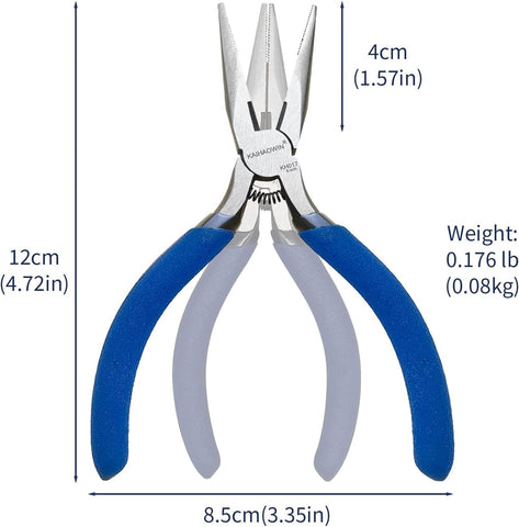 KAIHAOWIN needle nose pliers with sharp edge for threading and small parts.