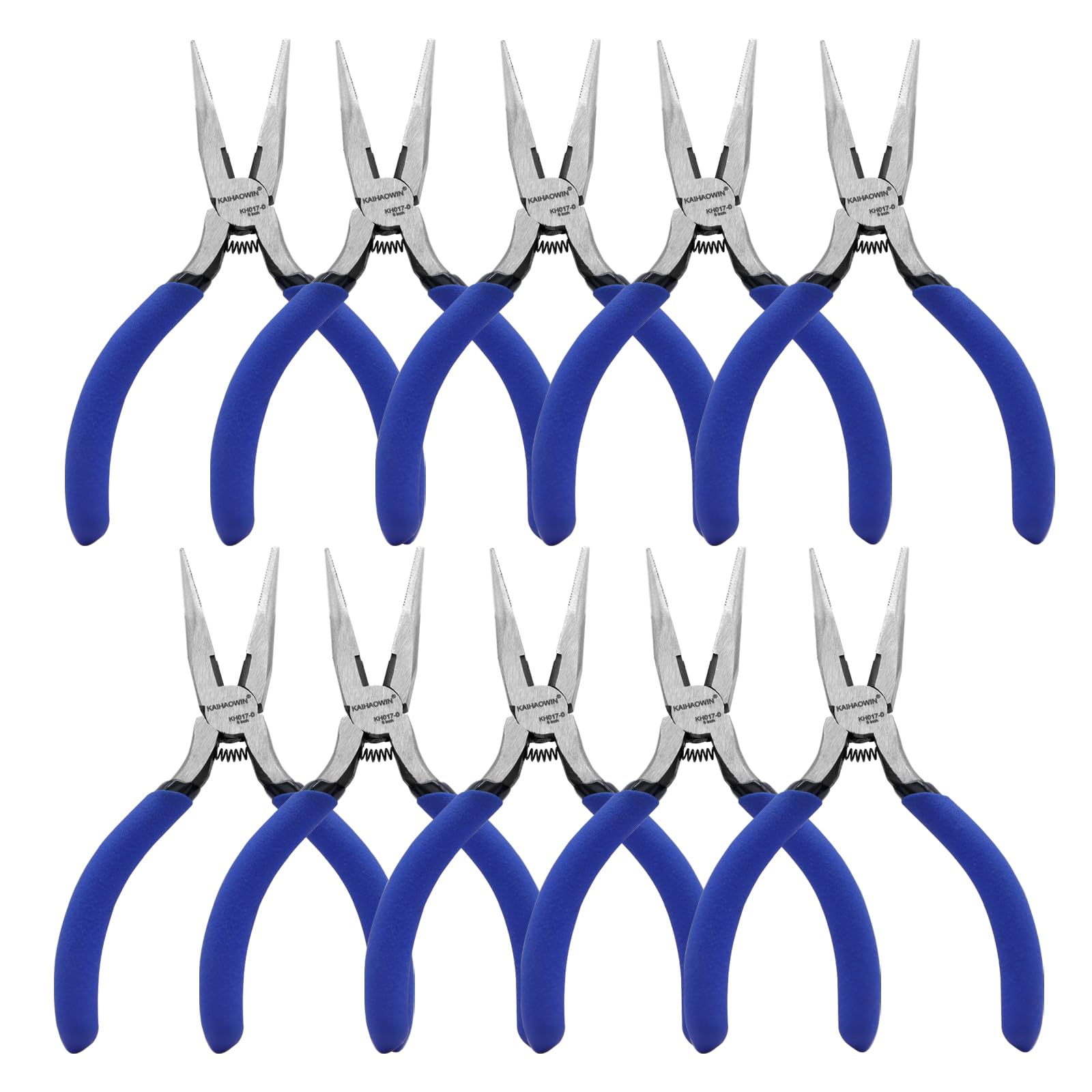 KAIHAOWIN 5-inch mini needle nose pliers, front view, precise reach in tight spaces.
