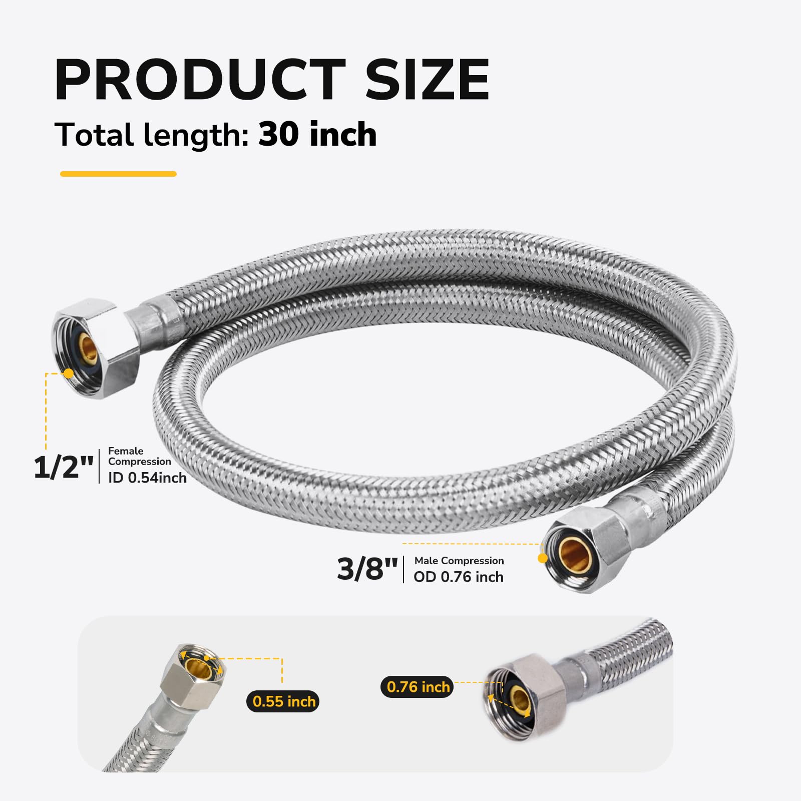 KAINGA 3/8 comp x 1/2 FIP connector shown with secure leak-tight seal for steady flow