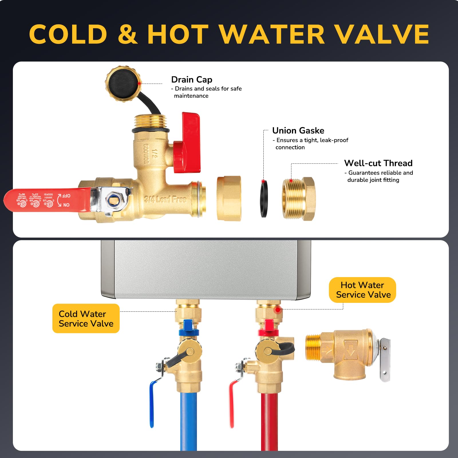 KAINGA cold valve close-up demonstrating leak-free operation