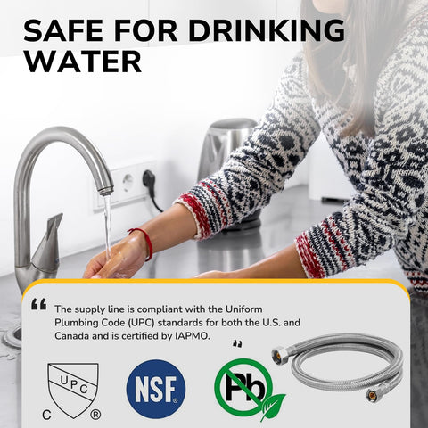 KAINGA quick-install faucet hose ready for rapid connection to valves and fixtures