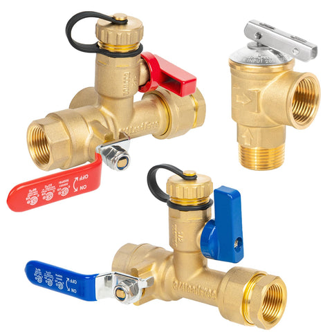 KAINGA tankless valve kit with 3/4 IPS isolators for easy maintenance