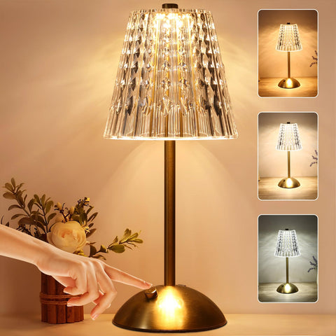 KAIOLED crystal table lamp showing 3-color mood lighting for versatile ambience