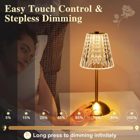 KAIOLED crystal lamp with gold base reflecting luxe decor and shine