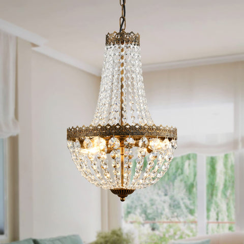 KAIQI 4 Lights French Empire Mini Crystal Chandelier enhances dining room glamour.