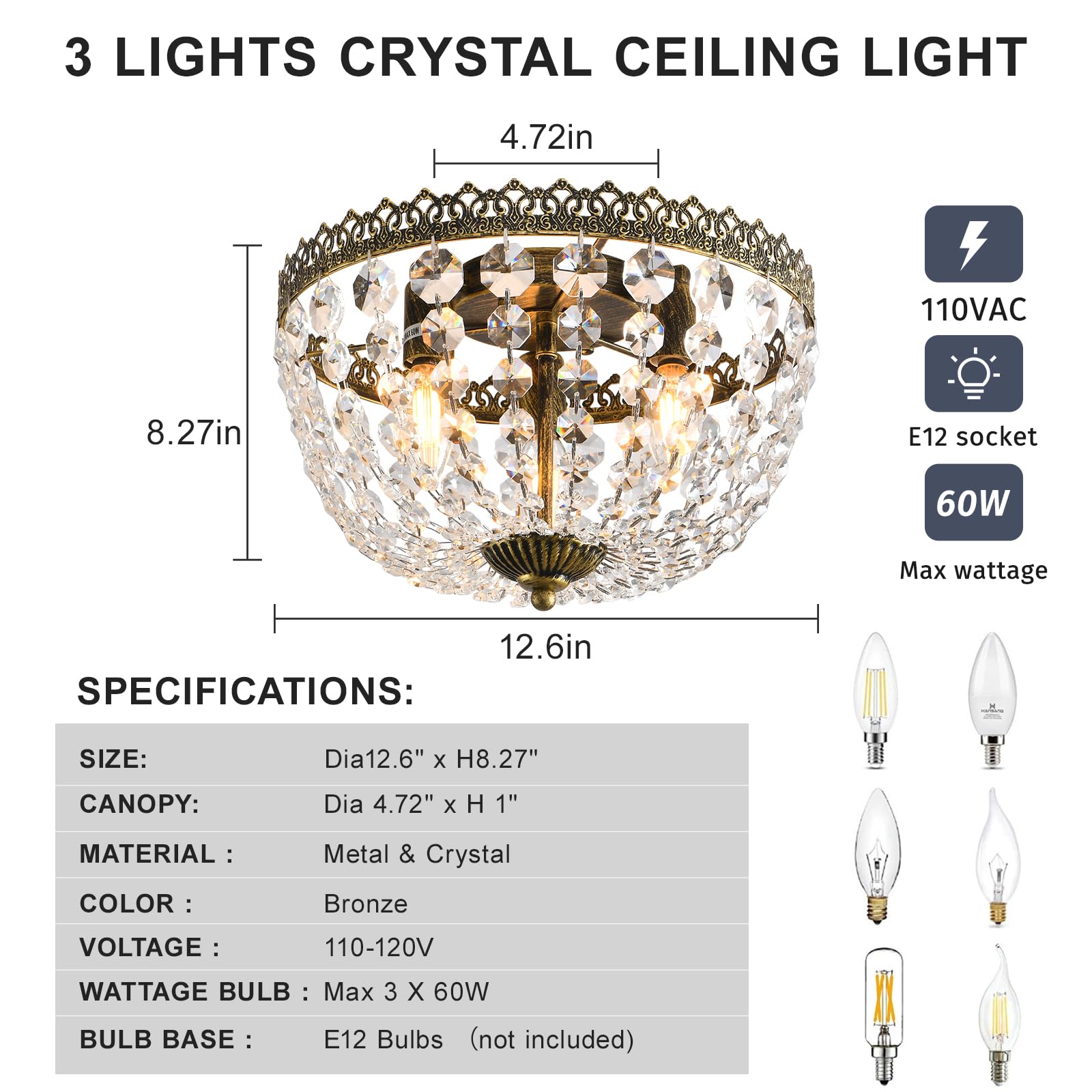 KAIQI antique bronze crystal chandelier enhances elegant dining room ambience