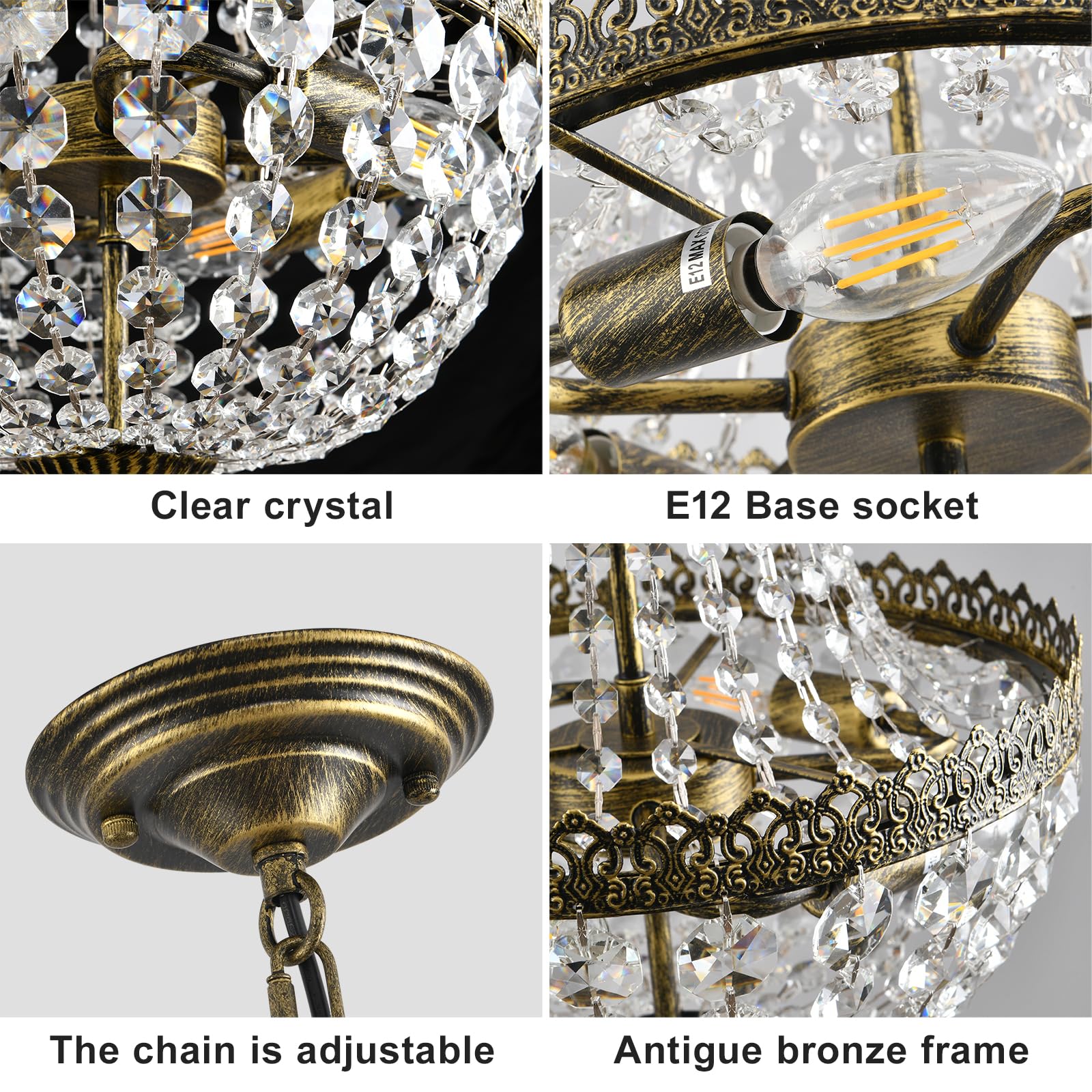 KAIQI antique bronze finish chandelier exudes timeless elegance for cozy living spaces.