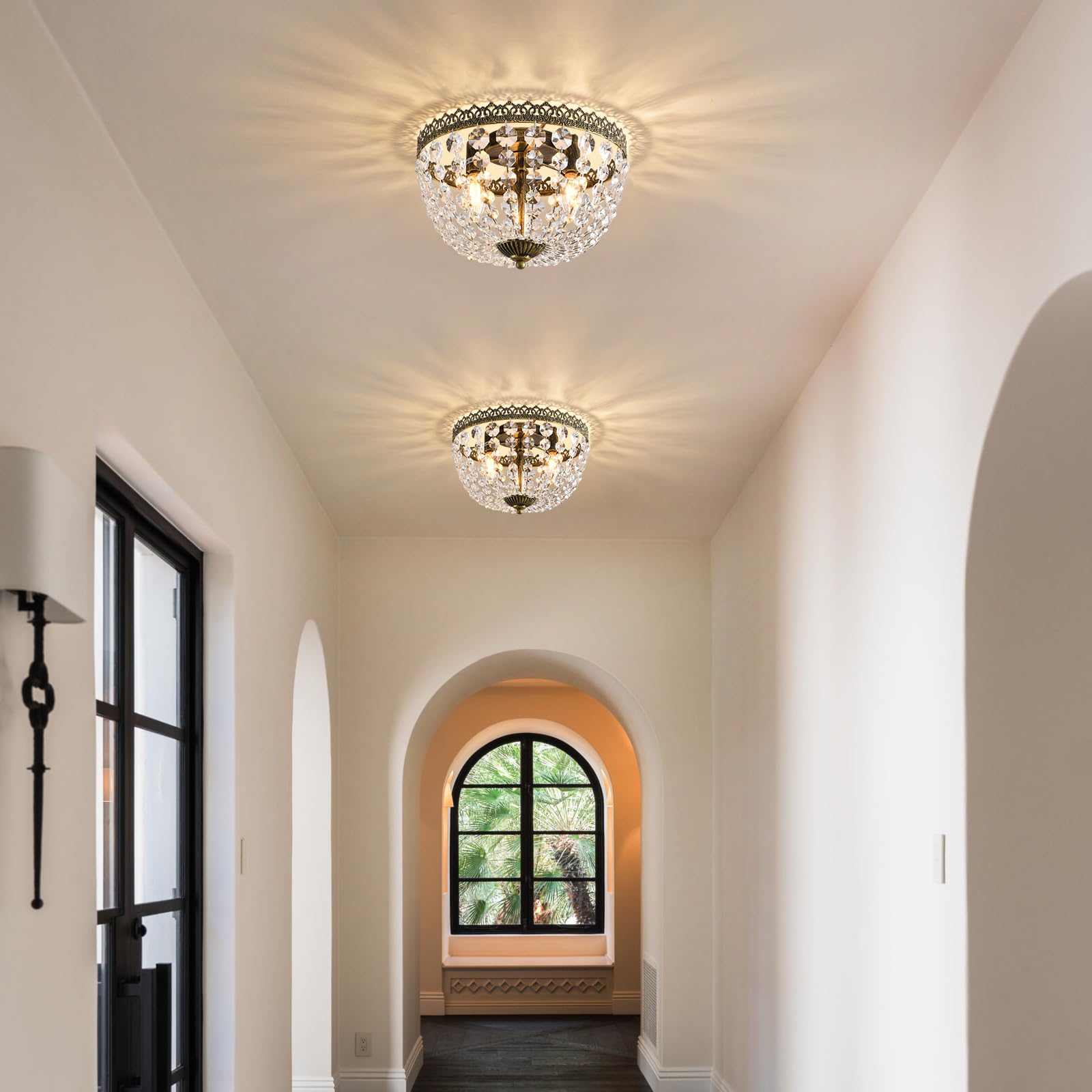 KAIQI flush-mount crystal light for compact ceiling spaces