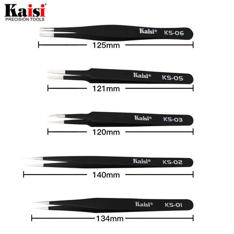 Kaisi esd-anti-static finish tweezers protect delicate components during handling.