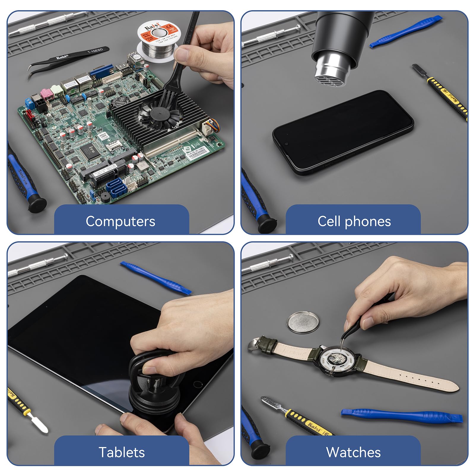 Kaisi mat easy-clean surface for quick maintenance after soldering.