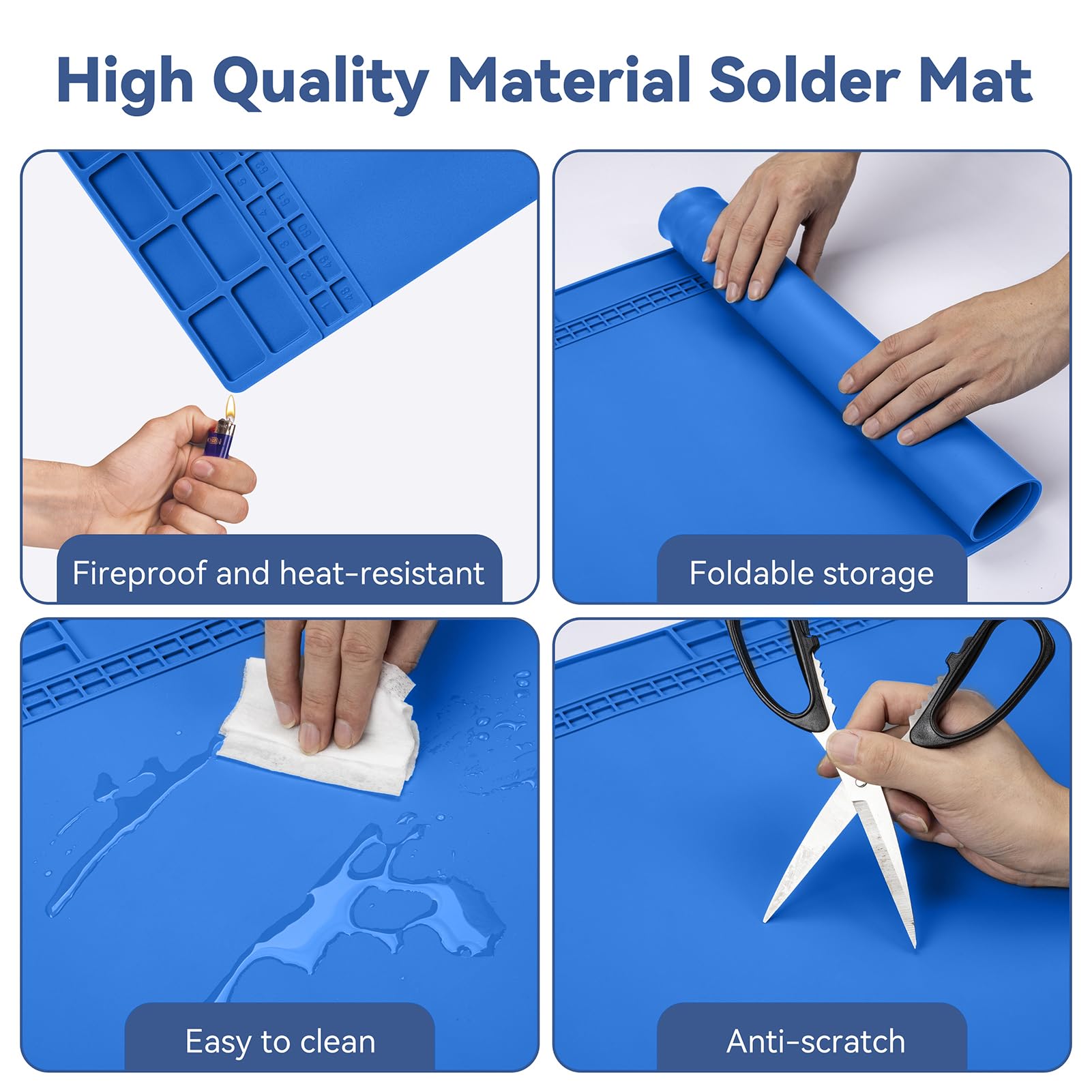 Kaisi easy-clean silicone mat works with water or alcohol cleanup.