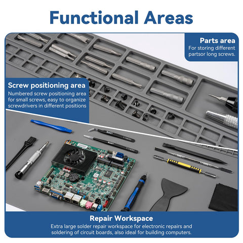 Kaisi mat provides a non-slip surface to keep components steady.