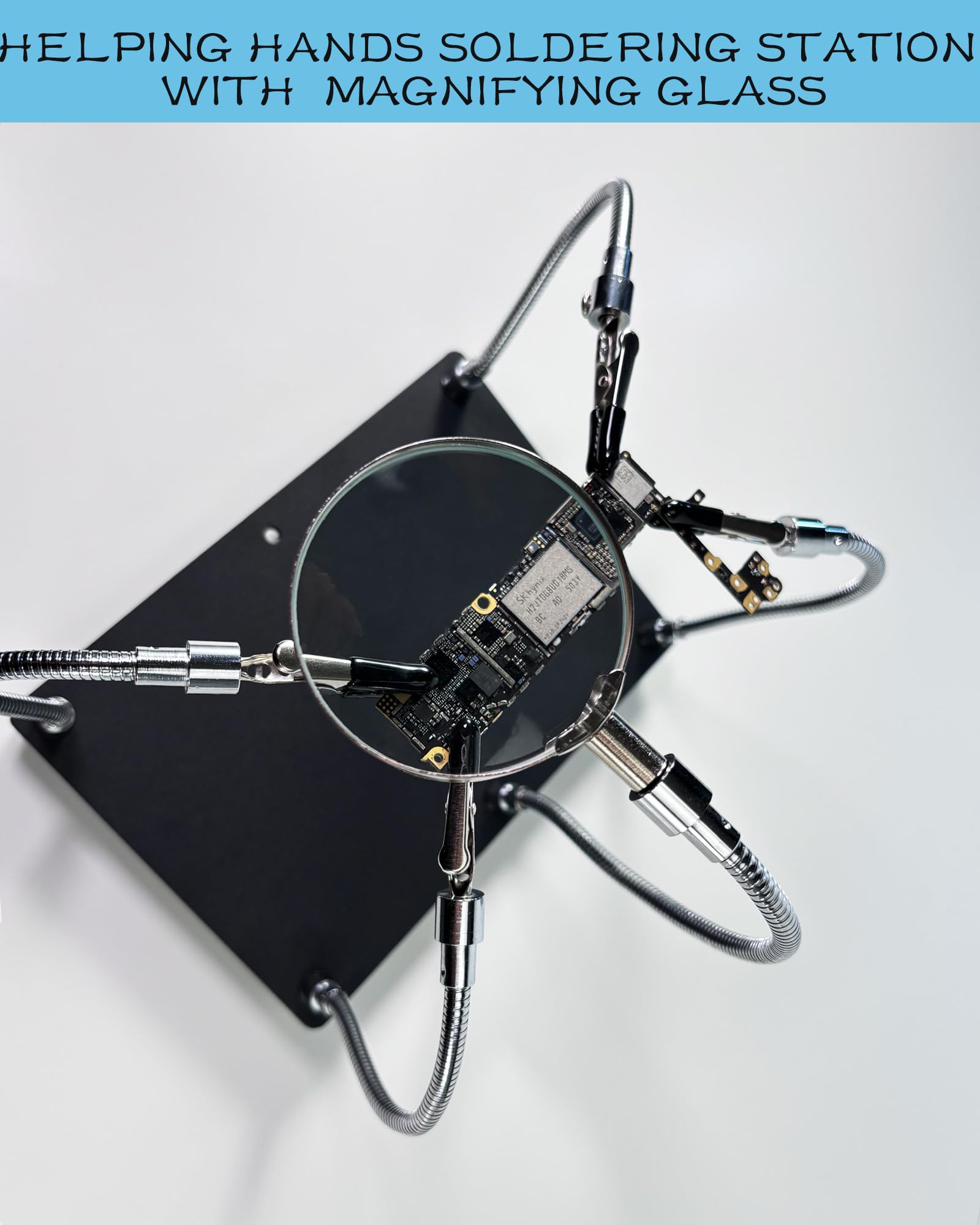Kaisiking 2.5x magnifying glass highlights tiny details for electronics.
