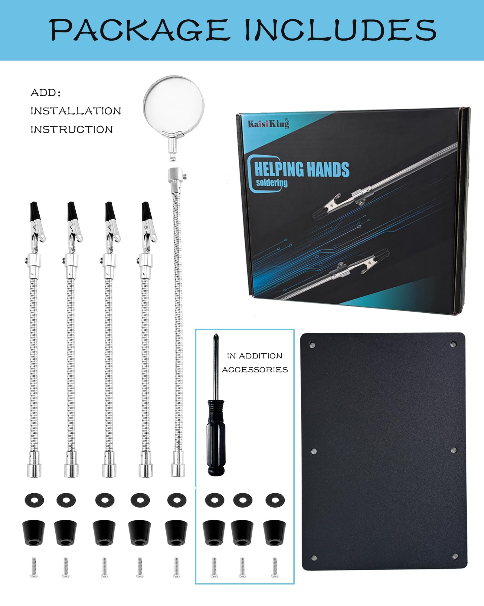 Kaisiking PCB holder with four flexible arms stabilizes projects during assembly.