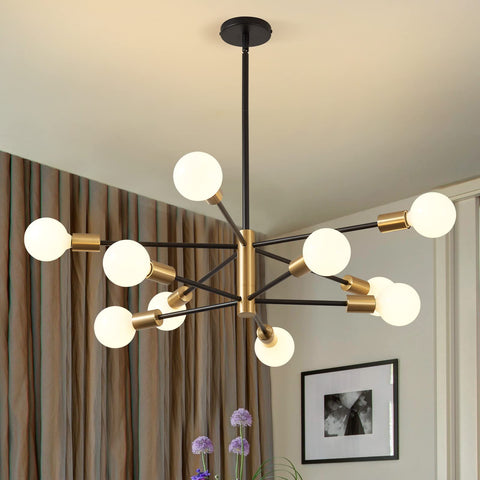 KAISITE 10 light sputnik chandelier over table offering elegant dining ambiance