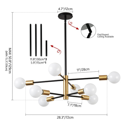 KAISITE 8-light sputnik chandelier in dining room creates stylish ambience