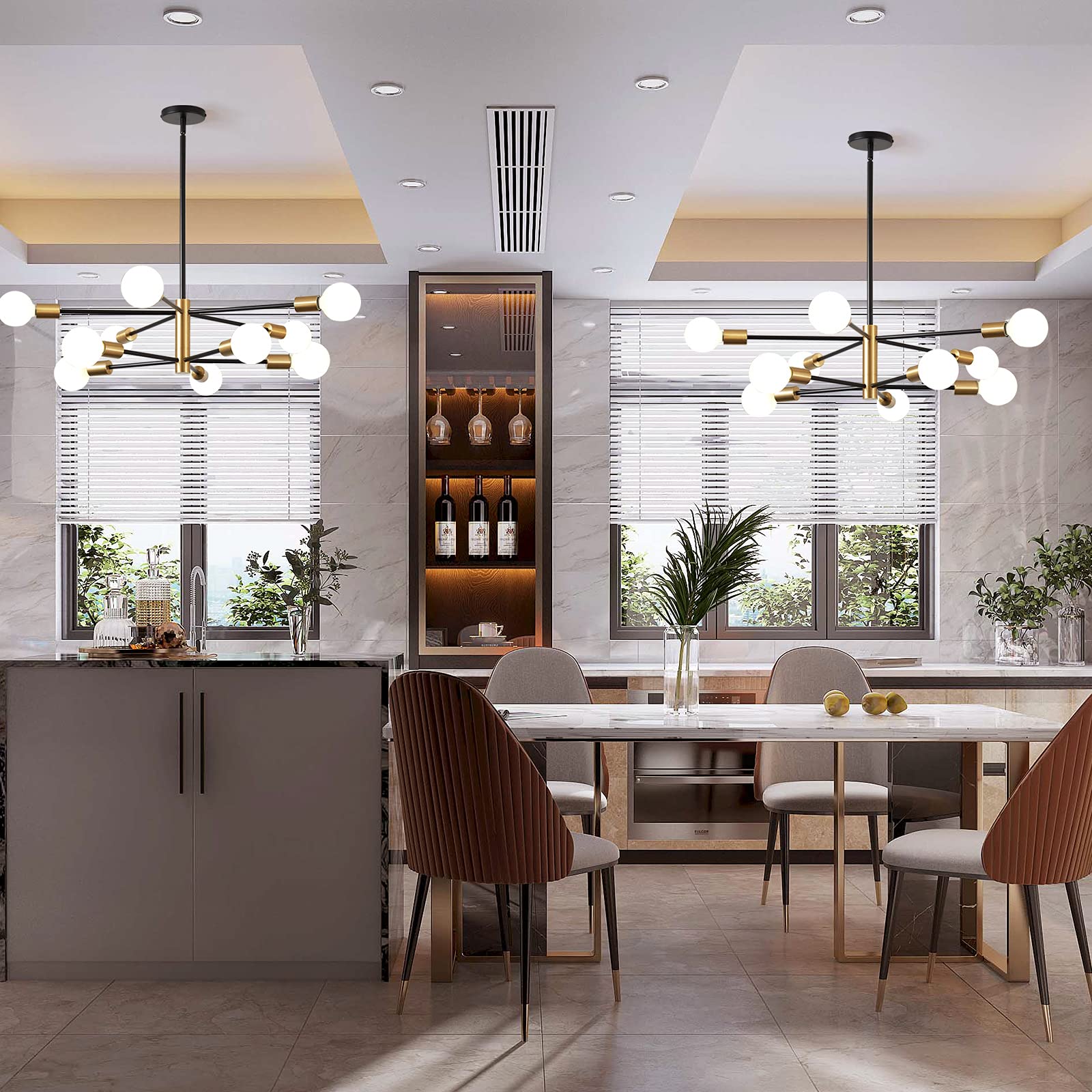 KAISITE angled ceiling compatible chandelier suitable for vaulted spaces