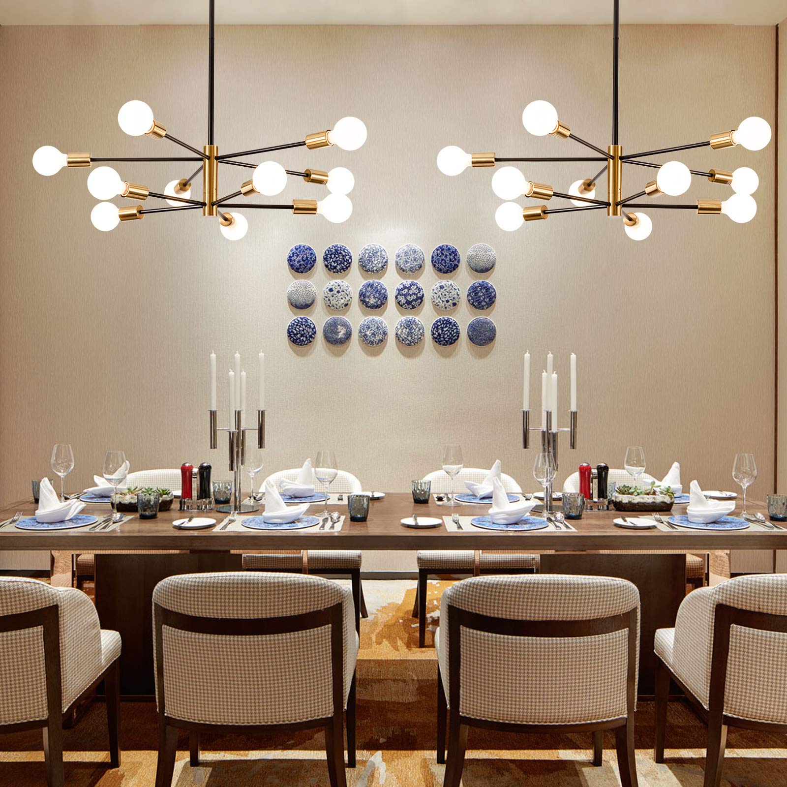 KAISITE black and gold dining chandelier enhances modern aesthetics