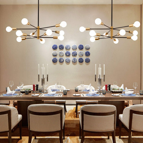 KAISITE black and gold dining chandelier enhances modern aesthetics