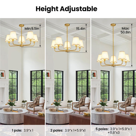 KAISITE adjustable height demonstrates flexible installation for different ceilings.