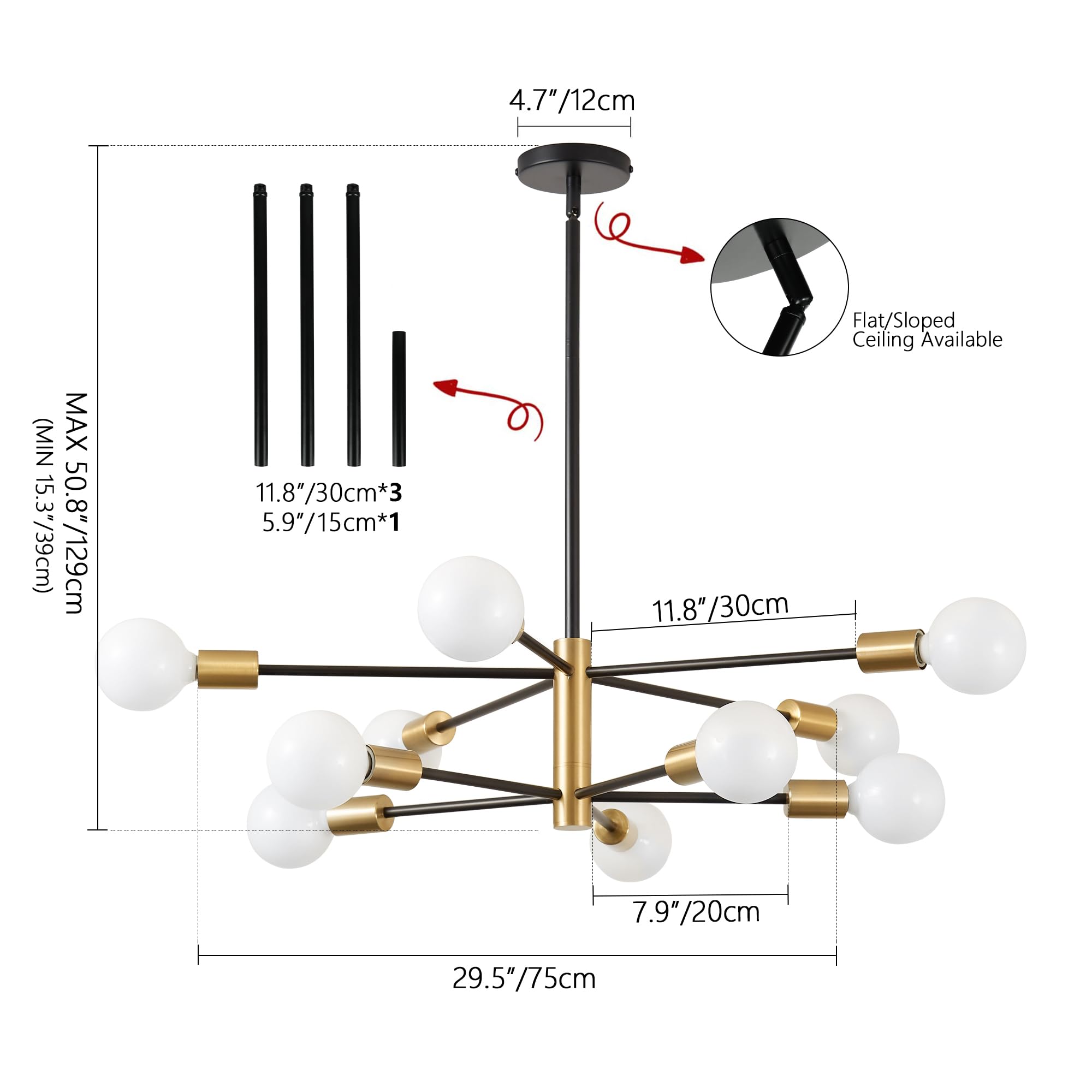 KAISITE dimmable compatible dining chandelier for customizable ambiance