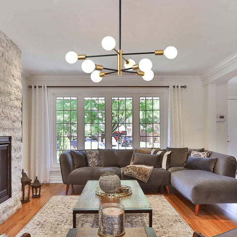 KAISITE sputnik chandelier mounted on vaulted ceiling for versatile spaces
