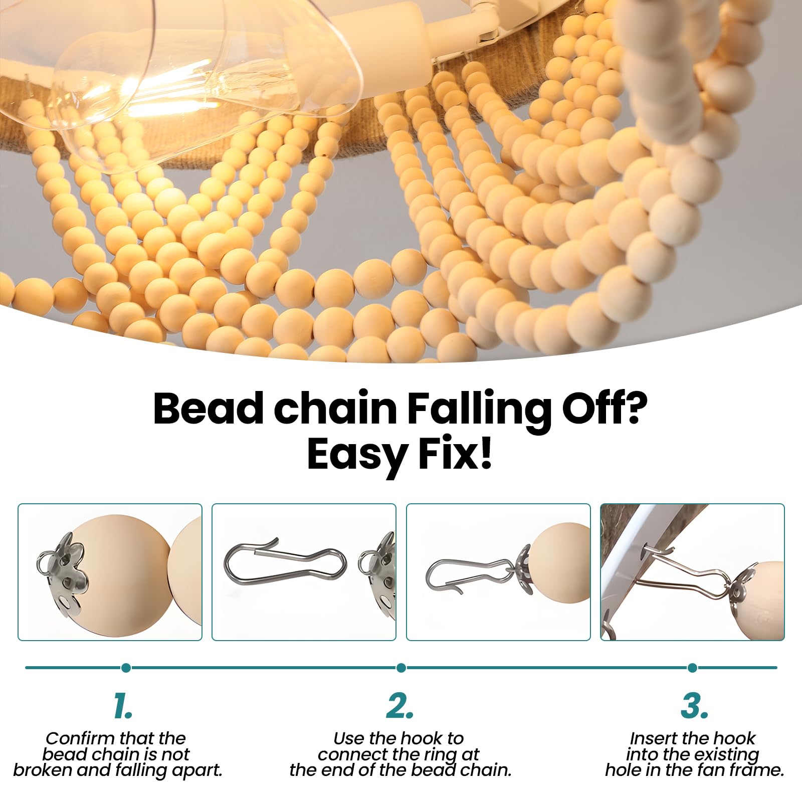 KAISITE wood beads and jute wrap on the base for artisanal charm.