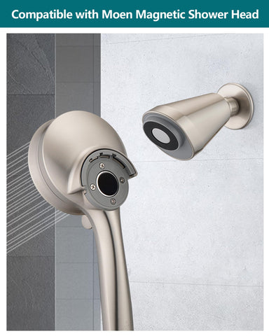 KaiwayInno Moen-compatible magnetic shower head dock for hands-free rinsing.