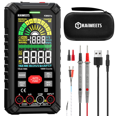 KAIWEETS DMM 10000 counts display for quick, accurate TRMS readings.