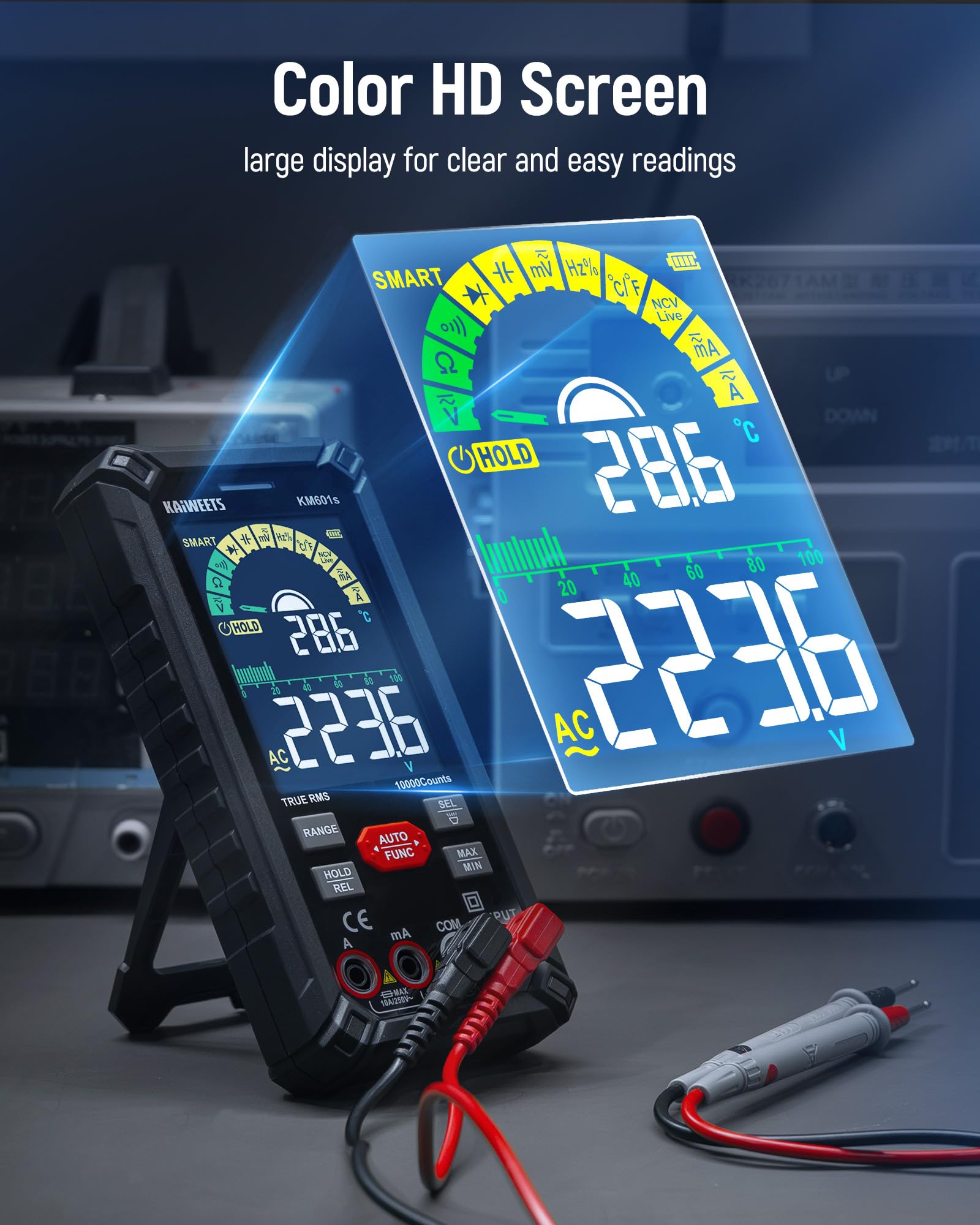 KAIWEETS DMM automatic mode selects optimal ranges for fast testing.