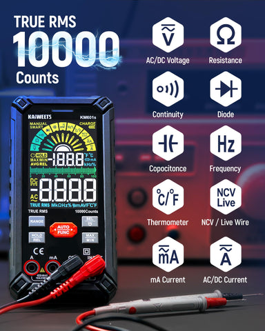 KAIWEETS DMM rechargeable battery enables long on-site measurements.