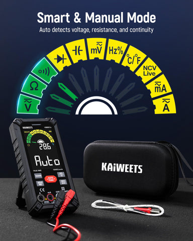 KAIWEETS DMM safety-rated CAT III/IV protects during automotive and electrical work.