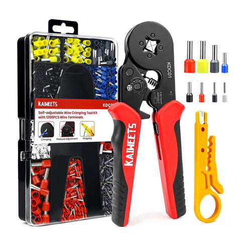 KAIWEETS ferrule crimping tool kit for clean, consistent terminal crimps.